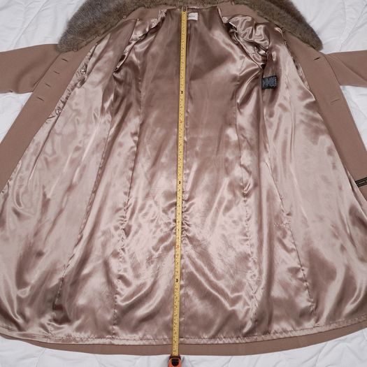 Precis Brown Tan Camel Faux Fur Collar Wool Cashmere Coat 14UK/42EU