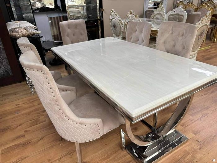 Marble Kitchen Dining Table With 6 Chairs