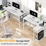 L Shaped Computer Desk with Power Outlet, 118CM Corner Office Desk for Small Spaces with Storage Shelves, Study Work Writing Table for Home Office Bedroom, Rustic Brown Image 6