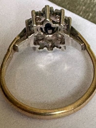 Vintage Gold & Silver Sapphire Cluster Ring