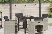 Garden Dining Set 5 pcs Brown Poly Rattan