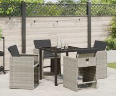 Garden Dining Set 5 pcs Brown Poly Rattan