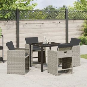 Garden Dining Set 5 pcs Brown Poly Rattan