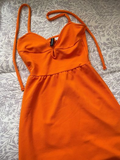 Orange halter neck dress