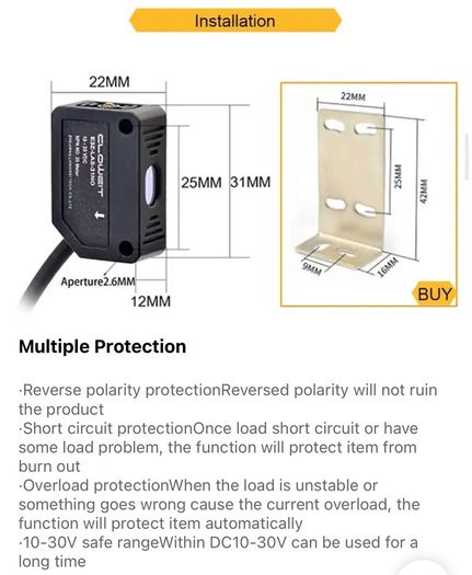 Laser Beam Laser Beam Photoelectric Switch Infrared Sensor PNP 30meter Far Distance Transmission Small  Photo Switches