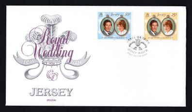 1981 Jersey Royal Wedding of Prince Charles and Lady Diana Spencer Commemorative Stamps First Day cover (FDC)