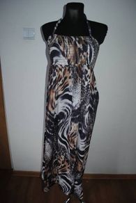 Leopard print maxi halter neck dress size UK16 EU44 Postage included