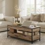 Height-Adjustable Lift-Top Coffee Table XL  with Storage 120 cm Industrial Design Image 9