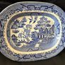 Vintage / Antique x2 Medium Size Blue Willow Oval Serving Platters Image 2