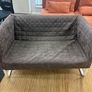 Grey quilted sofa with white metal frame Image 8