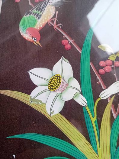 A Pair of mid century painted silk panels