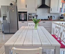 White Wooden Table, Bench, Chairs