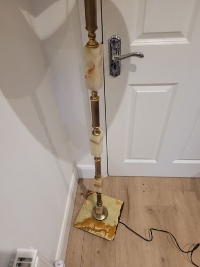 marble and brass floor lamp