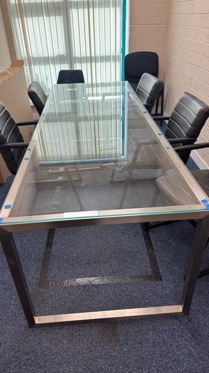 Conference table - stainless steel and glass