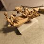 Handmade African Kenya Banana Fiber Palm Leaf Culturalsmall fishing boot on marble plinth. Image 6