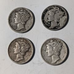 USA Silver Mercury dimes X4.
