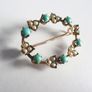 9ct gold Victorian seed pearl & turquoise brooch Image 2