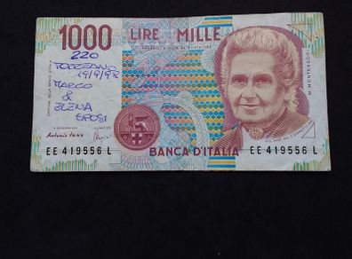 Banca D'Italia : 1000 Lire Banknote - 1990