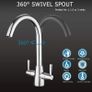 Kitchen Mixer Tap Dual Lever Swivel Spout Chrome Sink Taps with UK Standard Fittings Image 2