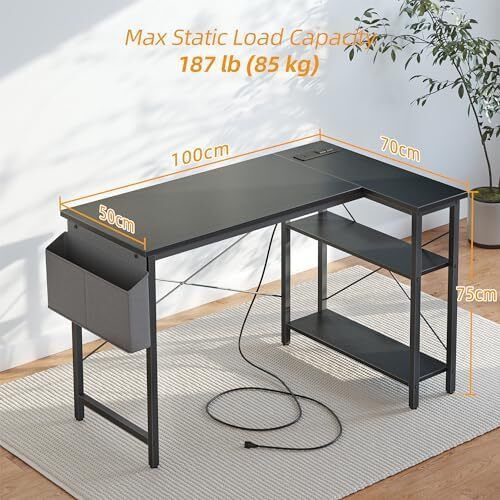L Shaped Desk with Power Outlets