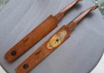 Vintage 1940s Dutch wood and metal ice skates