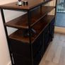 Industrial style storage unit with 6 fabric drawers and 3 open shelves. Image 2