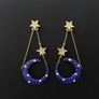 Star Starburst Moon Sapphire Stone Earrings Image 3