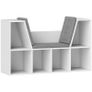 Bookshelf with Seat, 6 Compartments, Padded, 105 x 30 x 63 cm, White Image 5