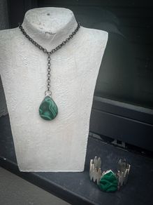 Malachite Crystal on a Belcher Chain Necklace