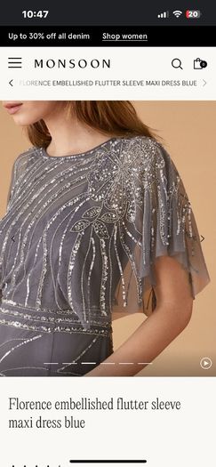 Monsoon Embellished Flutter Sleeve Maxi Dress