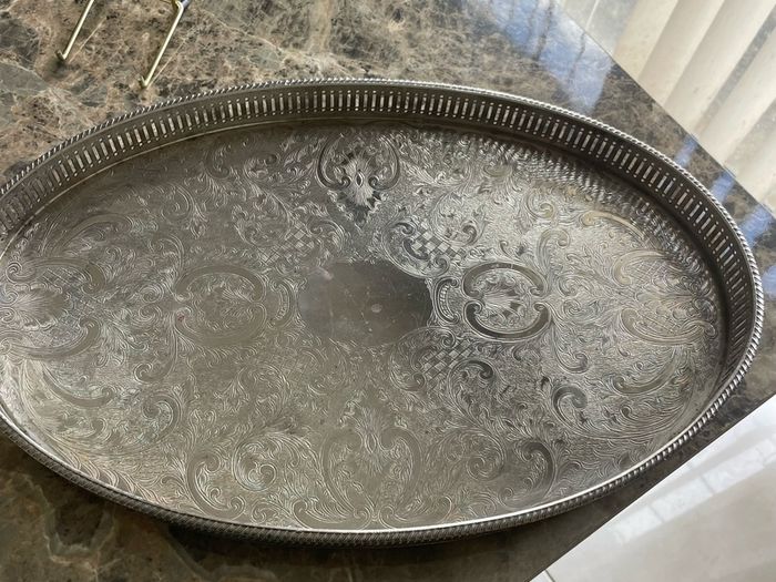 silver plated on copper sheffield oval tray