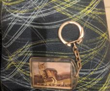 Vintage Isle of Man Tabby cat keyring