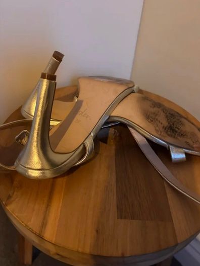 BODEN gold leather heeled sandal