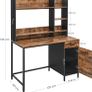 _Computer Desk with Shelf Top, Office Table with Cabinet and Drawer, Study Room, Easy Assembly, Metal, Industrial Design, Vintage Brown/Black Image 5