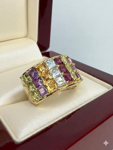 Silver Multi-Gemstone Statement Ring Harry Ivens