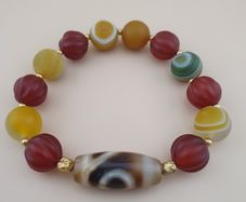 Vintage Carnelian and Suliemani & 1 Eyes Dzi Bead Amulet