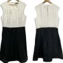 Karen Millen Black White Full Skirted Flower Applique Jacquard Dress Image 9