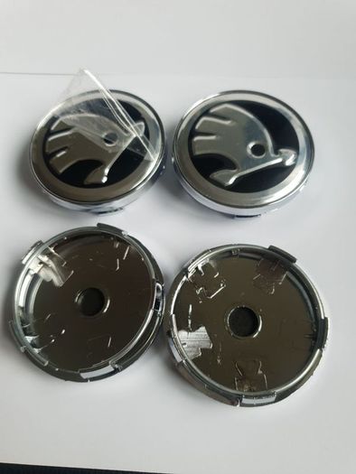 1set (4caps) Black Chrome logo SKODA Octavia Superb Fabia Yeti wheel center cap 5JA601151A 56mm caps