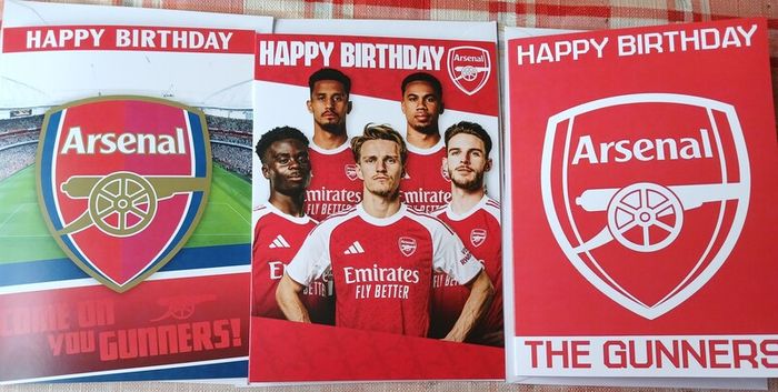 3 x Arsenal birthday cards