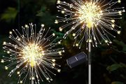 Solar Firework Lights 2 Pack 120 LED Outdoor Solar Garden Lights, 8 Modes Solar Firefly Lights Outdoor Waterproof Copper Wire Starburst Lights for Patio Lawn Party Decorations (FREE POSTAGE)