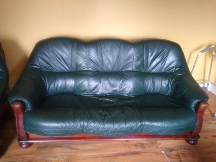 Dark Green Italian Leather Suite