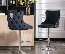 Set of 2 Velvet Bar Stools Height Adjustable Modern Counter Stools with Backrest Kitchen Stool Rotatable