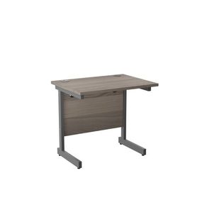 New Straight Office Desk with Cantilever Legs W800 x D600mm - Grey Oak