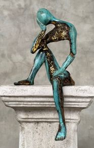 Man Deep In Thought (35cm) - Patinated Bronze