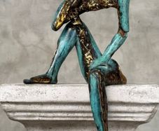 Man Deep In Thought (35cm) - Patinated Bronze