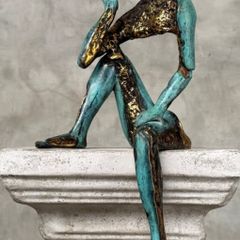 Man Deep In Thought (35cm) - Patinated Bronze