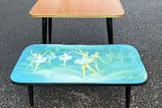 Vintage Kitsch coffeetables with turned dansette legs c1960 sold as a pair only