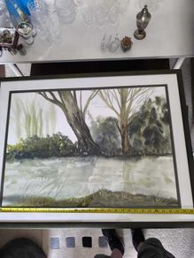 Framed landscape watercolour painting