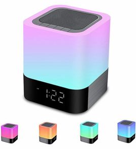 Wireless Bluetooth Speaker with Touch Control Bedside Lamp,Alarm Clock,MP3,Portable Smart LED Touch Sensor Table Lamp Dimmable RGB Multi-Color Changing Night Lights