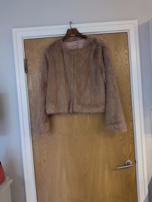 Dunnes Stores   Faux  Fur Blush  Box Jacket .  S.16. New - No Tag.